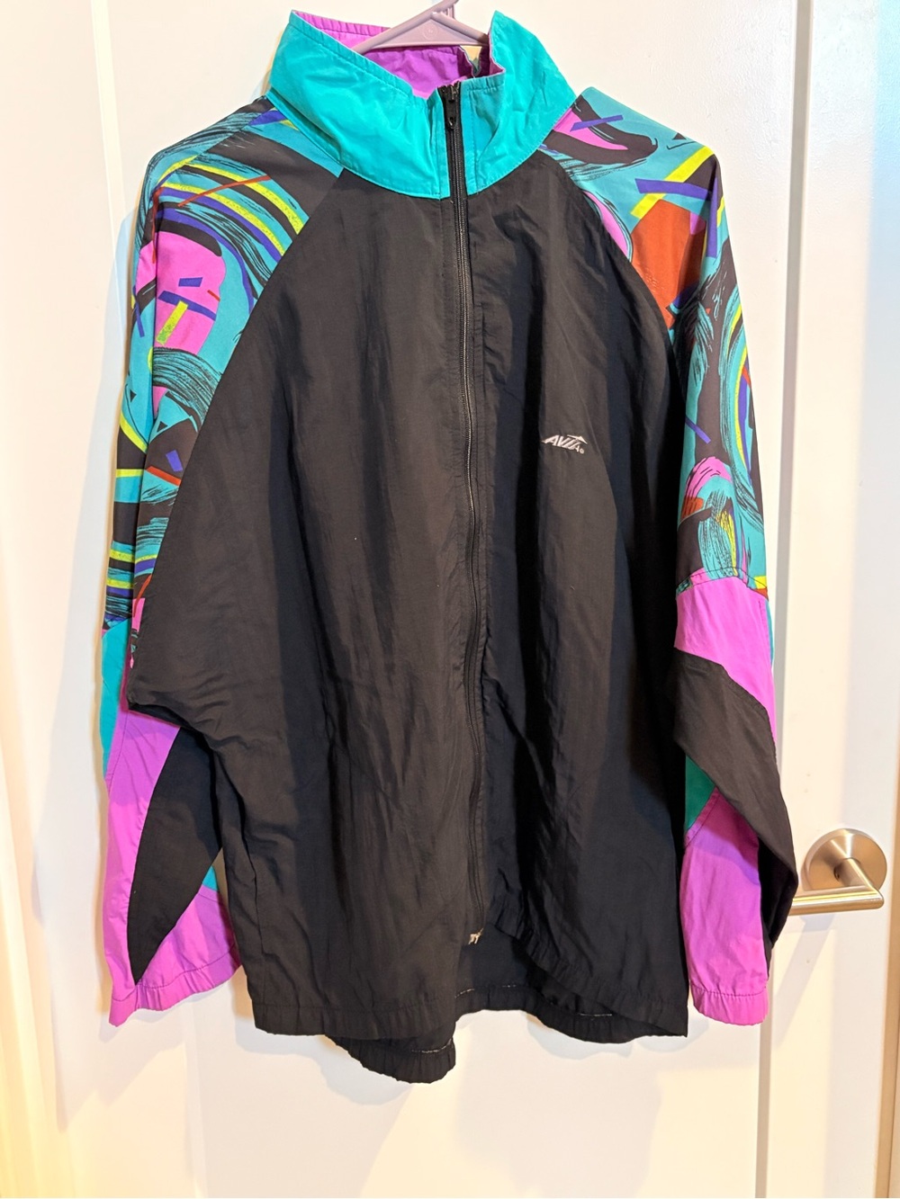 Nylon windbreaker jacket, AVIA, vintage 1990s colorblock athletic style